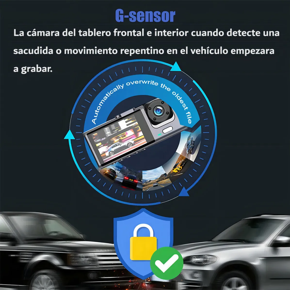 Cámara Carro Dash Cam 1080p Hd 3 Lentes